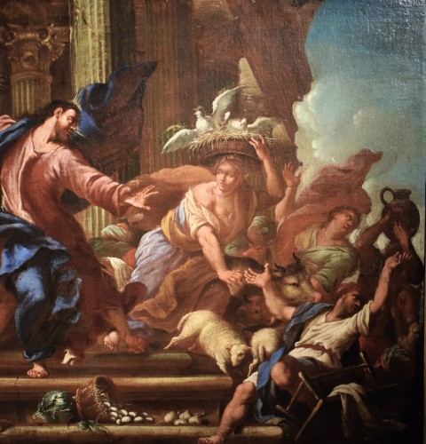 XVIIe siècle - Jésus chasse les marchands du temple - Italie XVIIe siècle